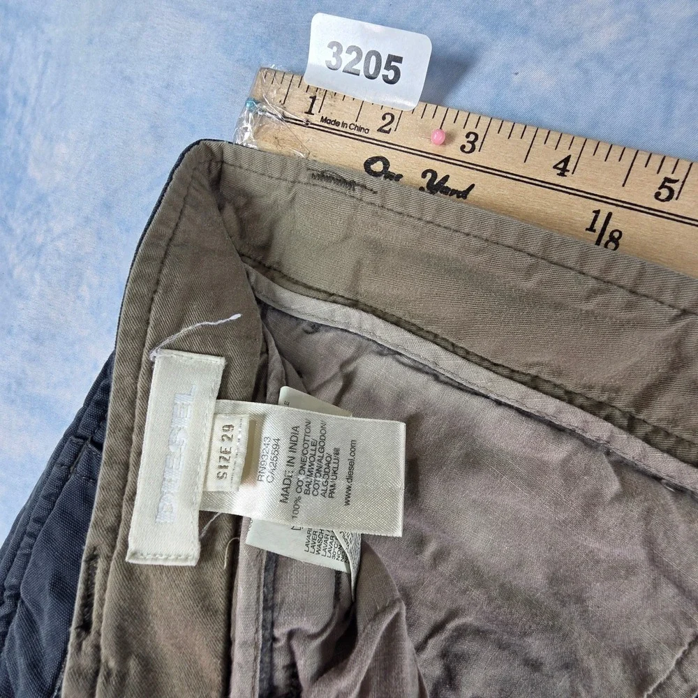 Diesel Mens Ruched Side Seam Cotton Trousers Pants Faded Black Size 29 - Picture 2 of 9